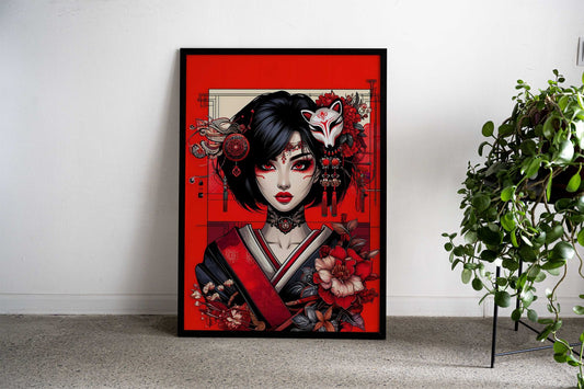 The passionate Geisha Asian Style Poster | Wall Art for Home & Office | High-Quality Print - High-Quality Visual Display