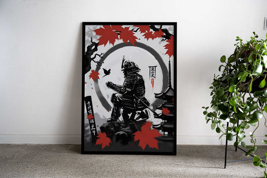 The samurai and the bird Asian Style Poster | Wall Art for Home & Office | High-Quality Print - High-Quality Visual Display