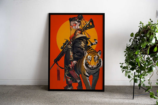 Tiger Guardian Geisha Asian Style Poster | Wall Art for Home & Office | High-Quality Print - High-Quality Visual Display