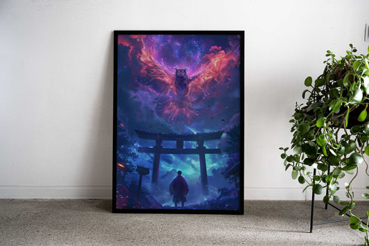 Torii Gate Owl Asian Style Poster | Wall Art for Home & Office | High-Quality Print - High-Quality Visual Display