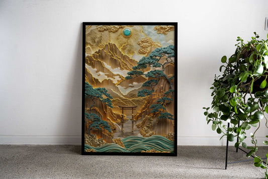 Torii Gate Sunset Asian Style Poster | Wall Art for Home & Office | High-Quality Print - High-Quality Visual Display