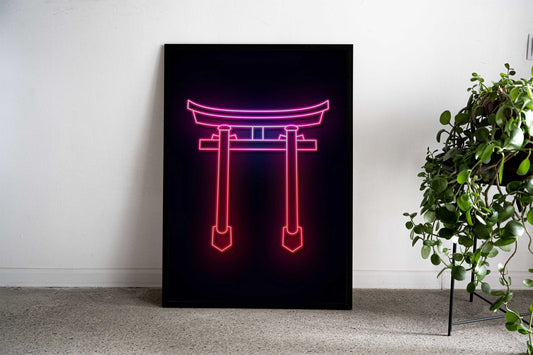 Torii Light Neon Japan Asian Style Poster | Wall Art for Home & Office | High-Quality Print - High-Quality Visual Display
