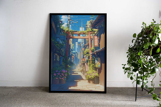 Torii Street Asian Style Poster | Wall Art for Home & Office | High-Quality Print - High-Quality Visual Display