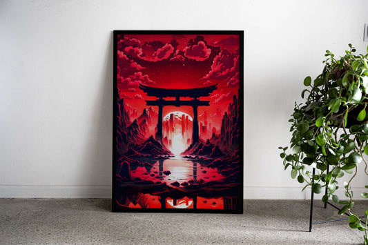 Torii red fantasy Asian Style Poster | Wall Art for Home & Office | High-Quality Print - High-Quality Visual Display