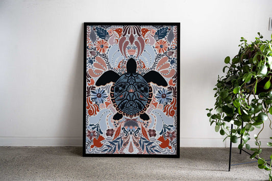Turtle folk art Asian Style Poster | Wall Art for Home & Office | High-Quality Print - High-Quality Visual Display