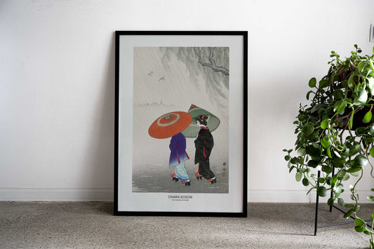 Two Women In The Rain Asian Style Poster | Wall Art for Home & Office | High-Quality Print - High-Quality Visual Display