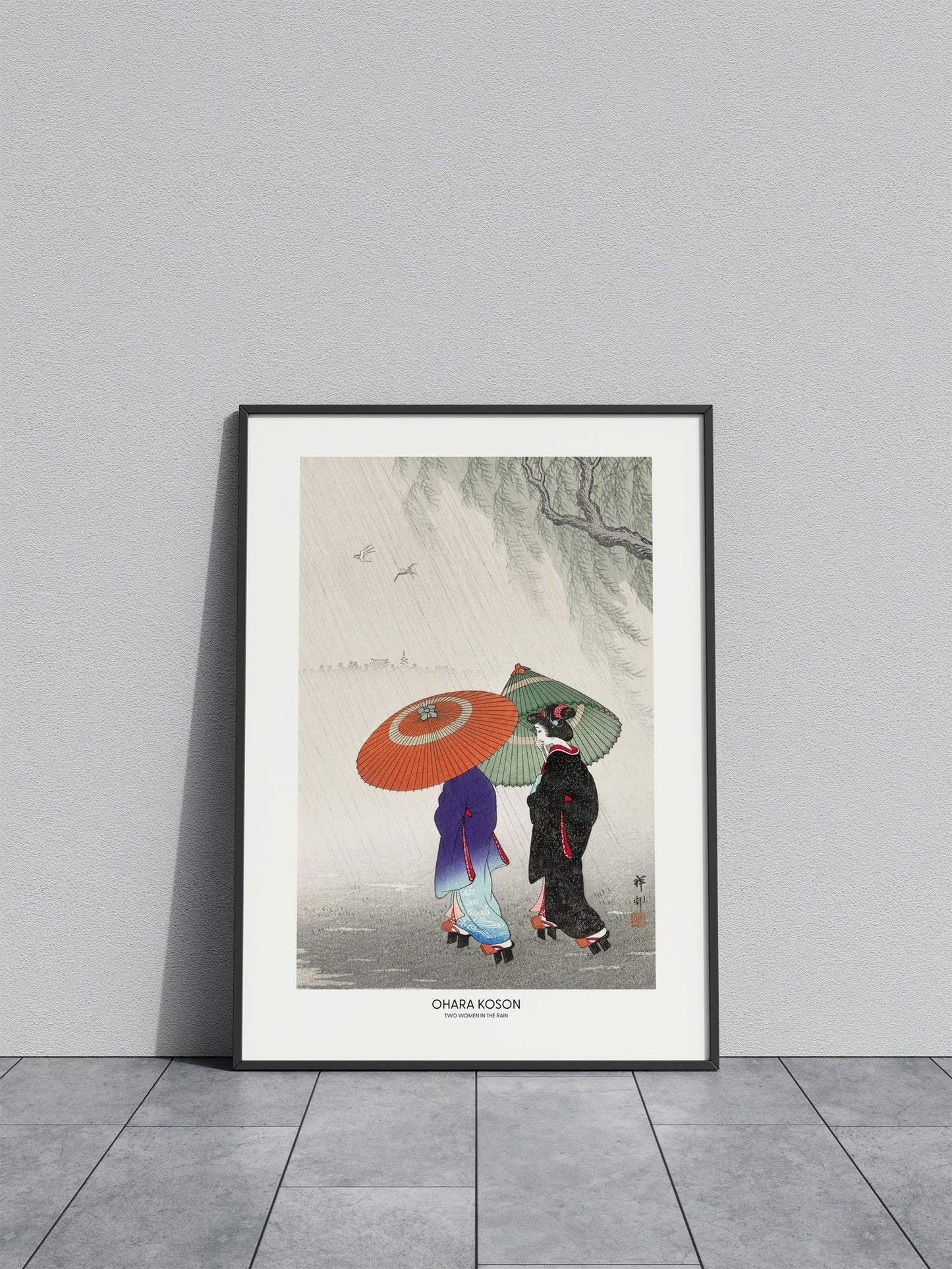 Two Women In The Rain Asian Style Poster | Wall Art for Home & Office | High-Quality Print - High-Quality Visual Display