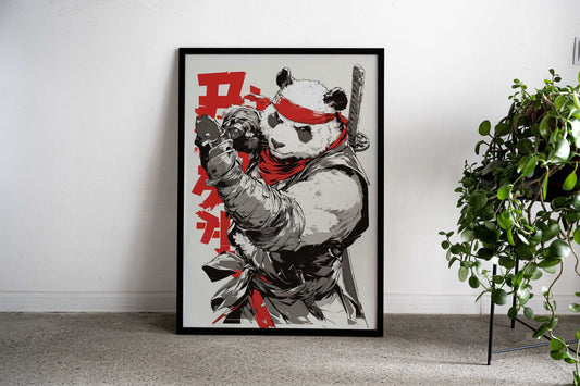 Vintage Anime Ninja Panda Asian Style Poster | Wall Art for Home & Office | High-Quality Print - High-Quality Visual Display