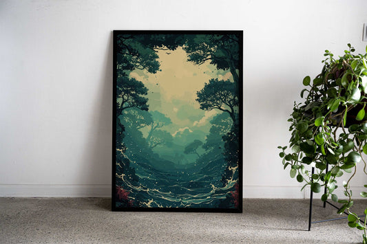 Vintage Anime Whitewater Asian Style Poster | Wall Art for Home & Office | High-Quality Print - High-Quality Visual Display
