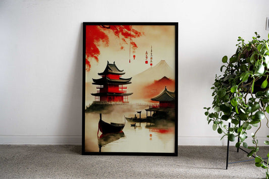 Vintage Castle Japan Art Asian Style Poster | Wall Art for Home & Office | High-Quality Print - High-Quality Visual Display