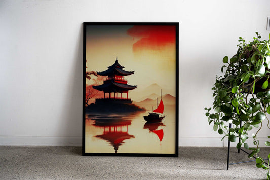 Vintage Japan Castle Asian Style Poster | Wall Art for Home & Office | High-Quality Print - High-Quality Visual Display