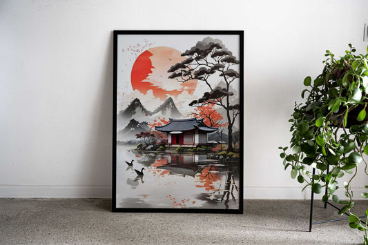 Vintage Japanese Village Asian Style Poster | Wall Art for Home & Office | High-Quality Print - High-Quality Visual Display