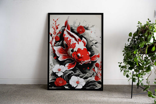 Vintage Koi Fish Asian Style Poster | Wall Art for Home & Office | High-Quality Print - High-Quality Visual Display