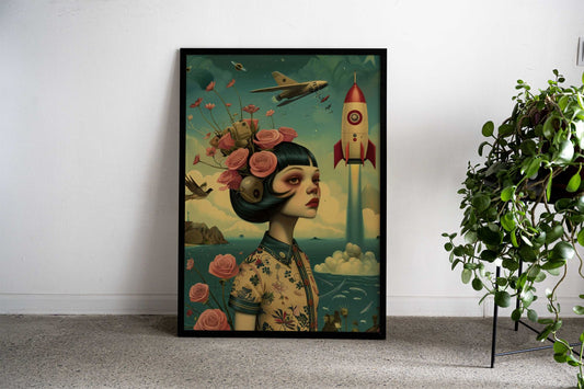 Vintage space cute doll Asian Style Poster | Wall Art for Home & Office | High-Quality Print - High-Quality Visual Display