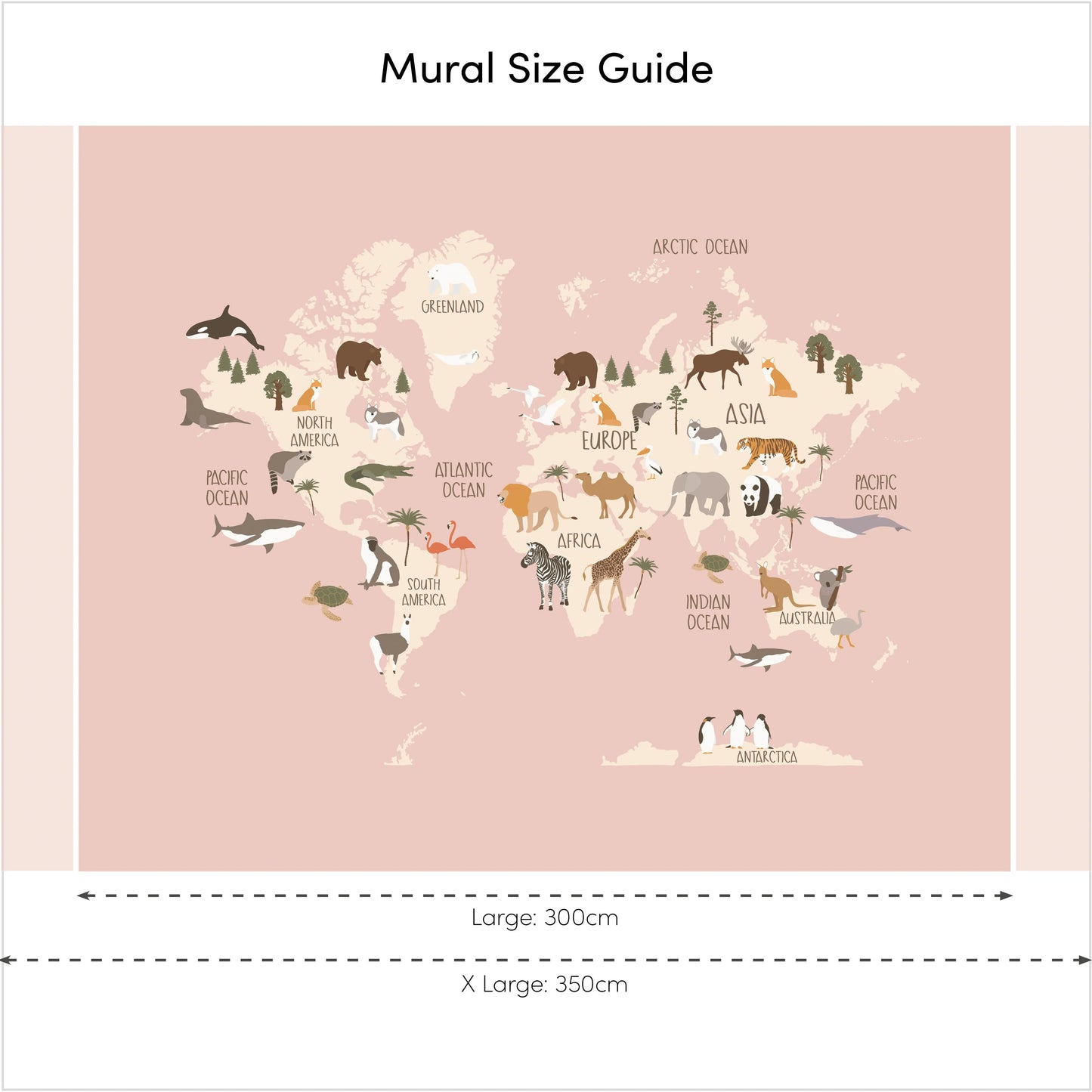 Pink Scandi Safari Map Wall Mural