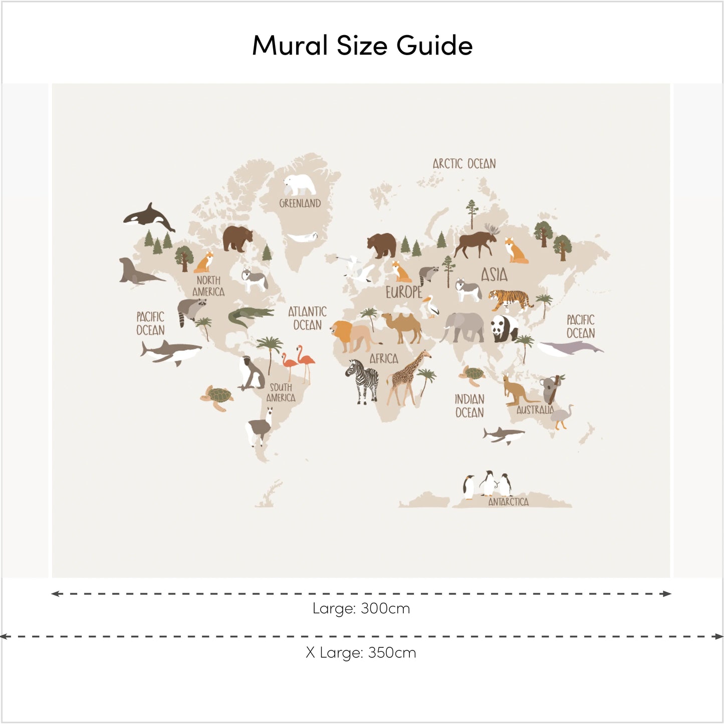 Natural Scandi Safari Map Wall Mural