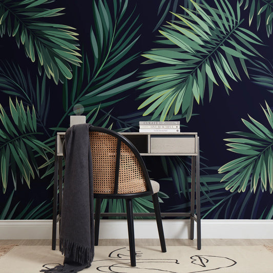 Green Midnight Tropics Wall Mural