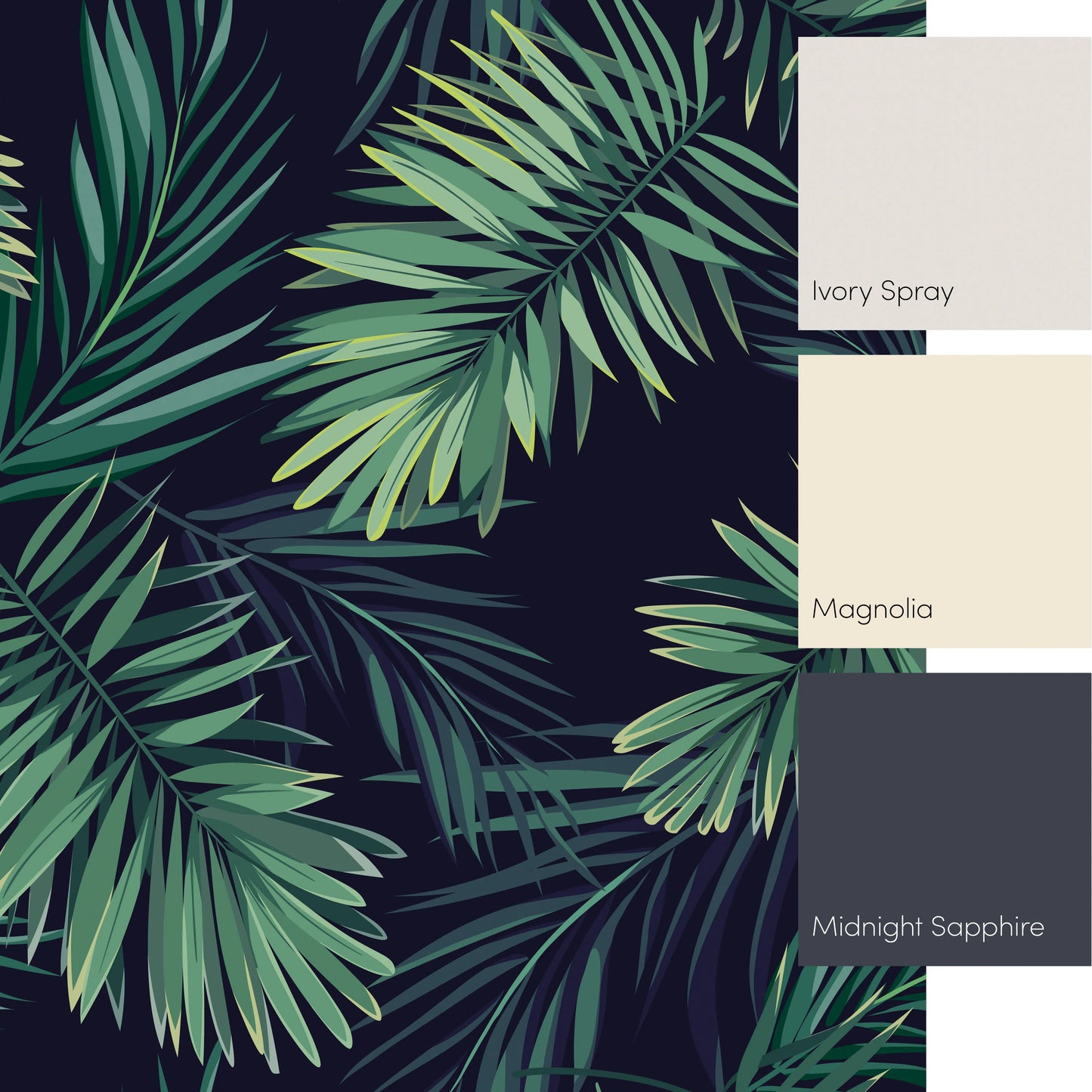 Green Midnight Tropics Wall Mural