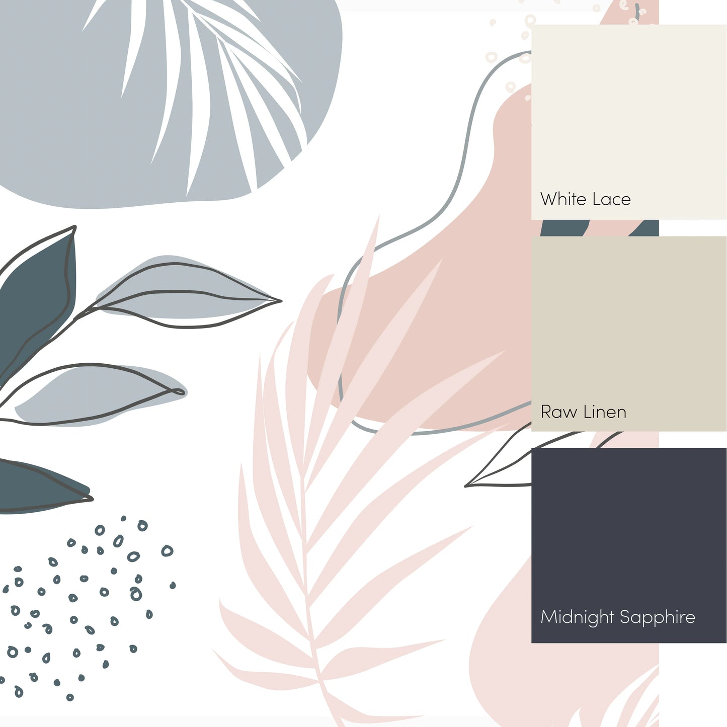 Pink and Teal Boho Botanical Mural