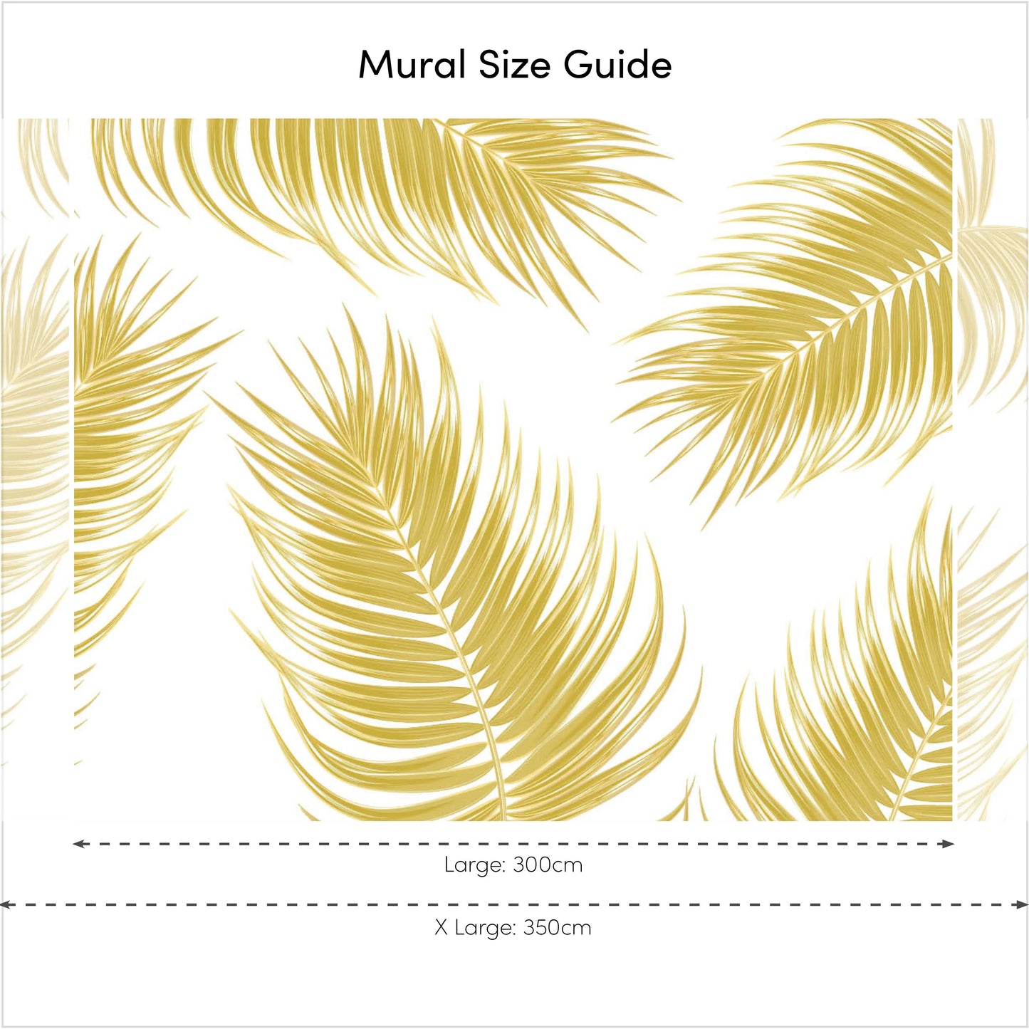 Golden Yellow Paradise Palm Fronds Mural