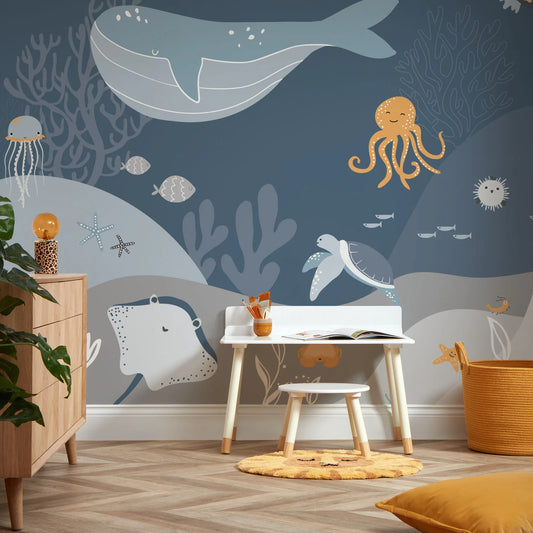 Deep Blue Underwater Mural
