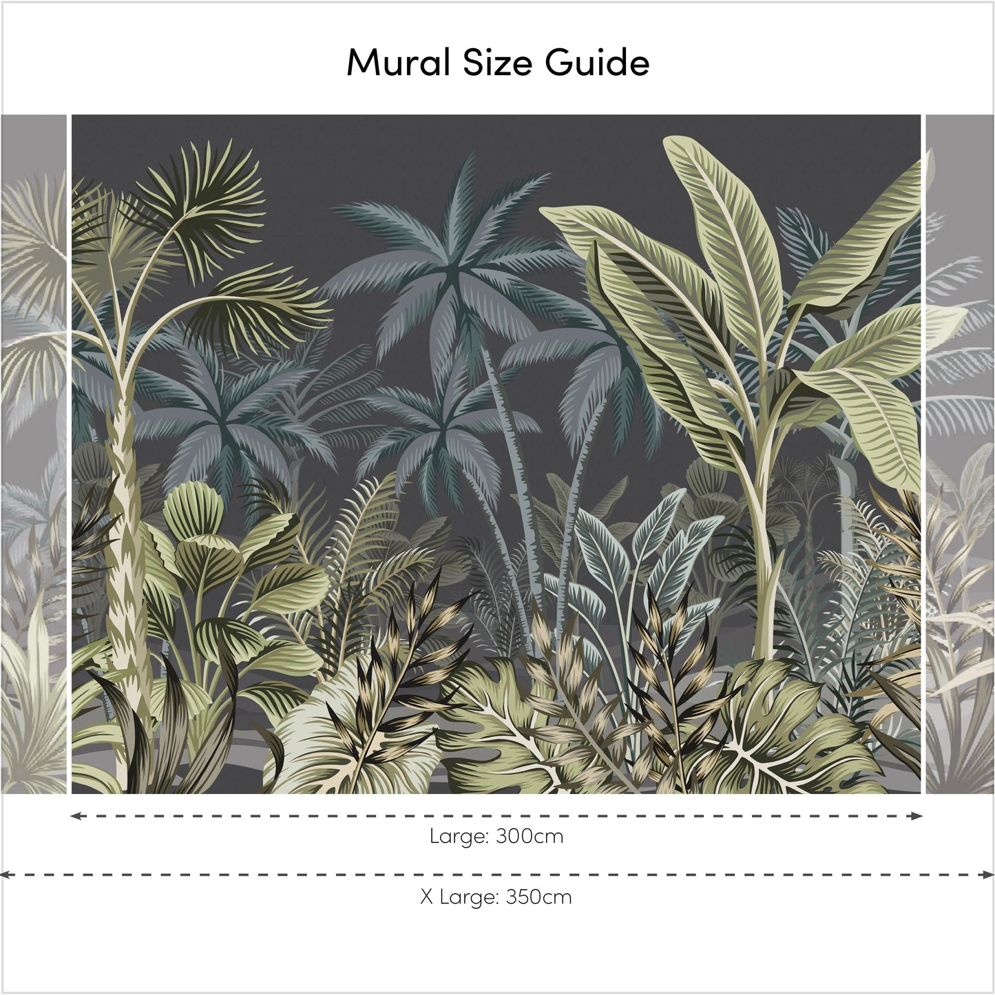 Dark Teal and Charcoal Jungle Escape Wall Mural
