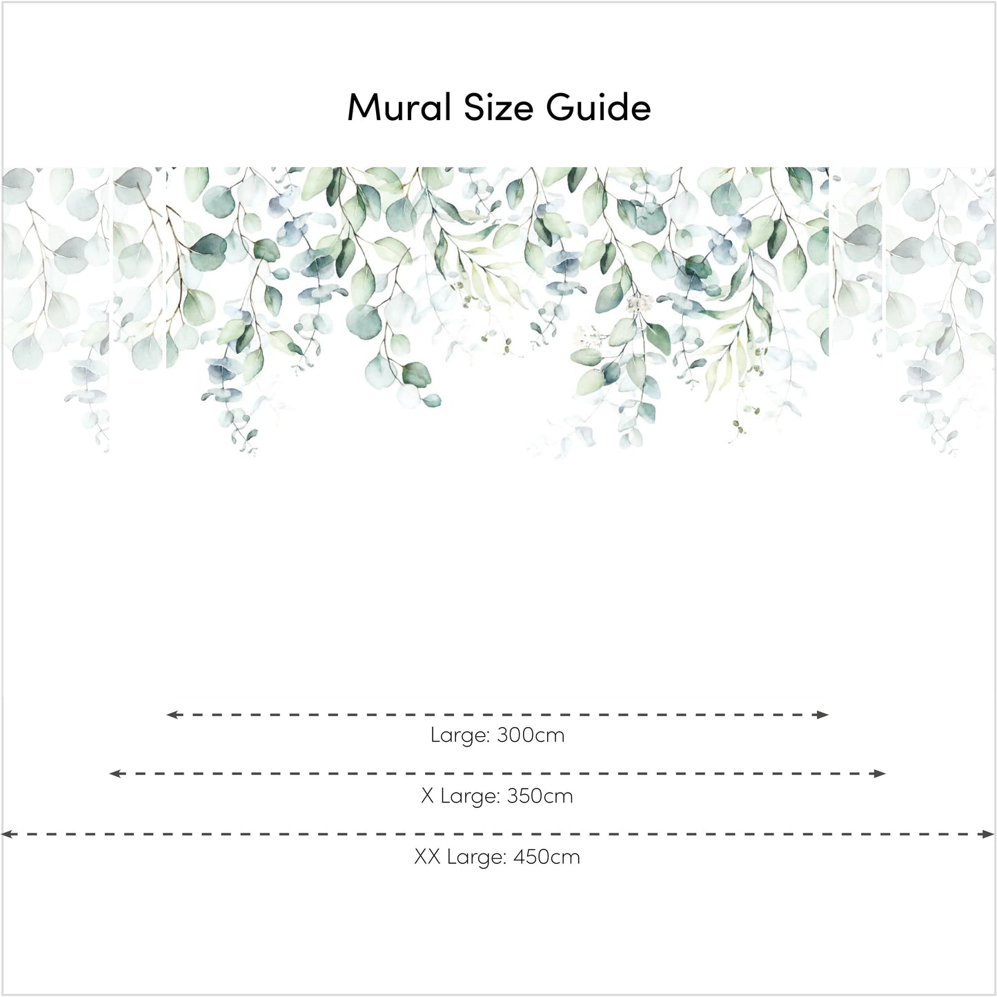 Watercolor Green Eucalyptus Cascade Mural