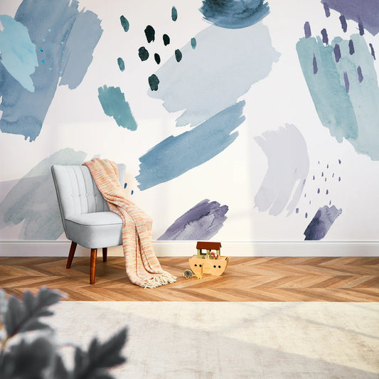 Blue and Teal Painter's Palette Mural