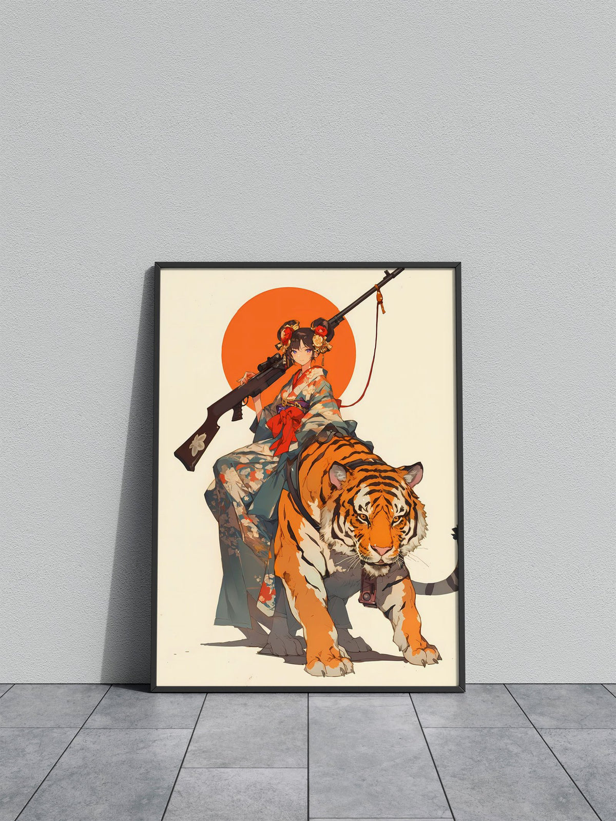 Warrior Geisha Rides Tiger Asian Style Poster | Wall Art for Home & Office | High-Quality Print - High-Quality Visual Display