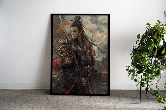 Warrior with Sword Asian Style Poster | Wall Art for Home & Office | High-Quality Print - High-Quality Visual Display