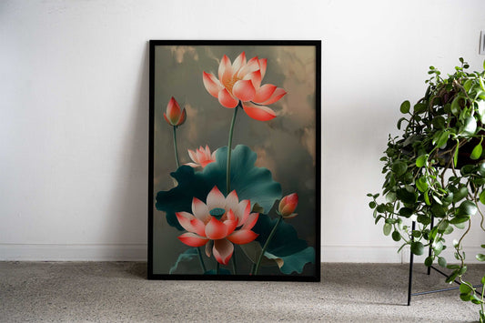 Water Lily Asian Style Poster | Wall Art for Home & Office | High-Quality Print - High-Quality Visual Display