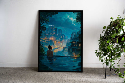 Waterfront Onsen Asian Style Poster | Wall Art for Home & Office | High-Quality Print - High-Quality Visual Display
