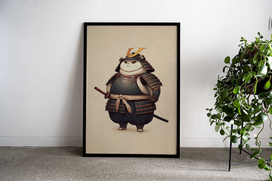 White Cat Samurai Asian Style Poster | Wall Art for Home & Office | High-Quality Print - High-Quality Visual Display