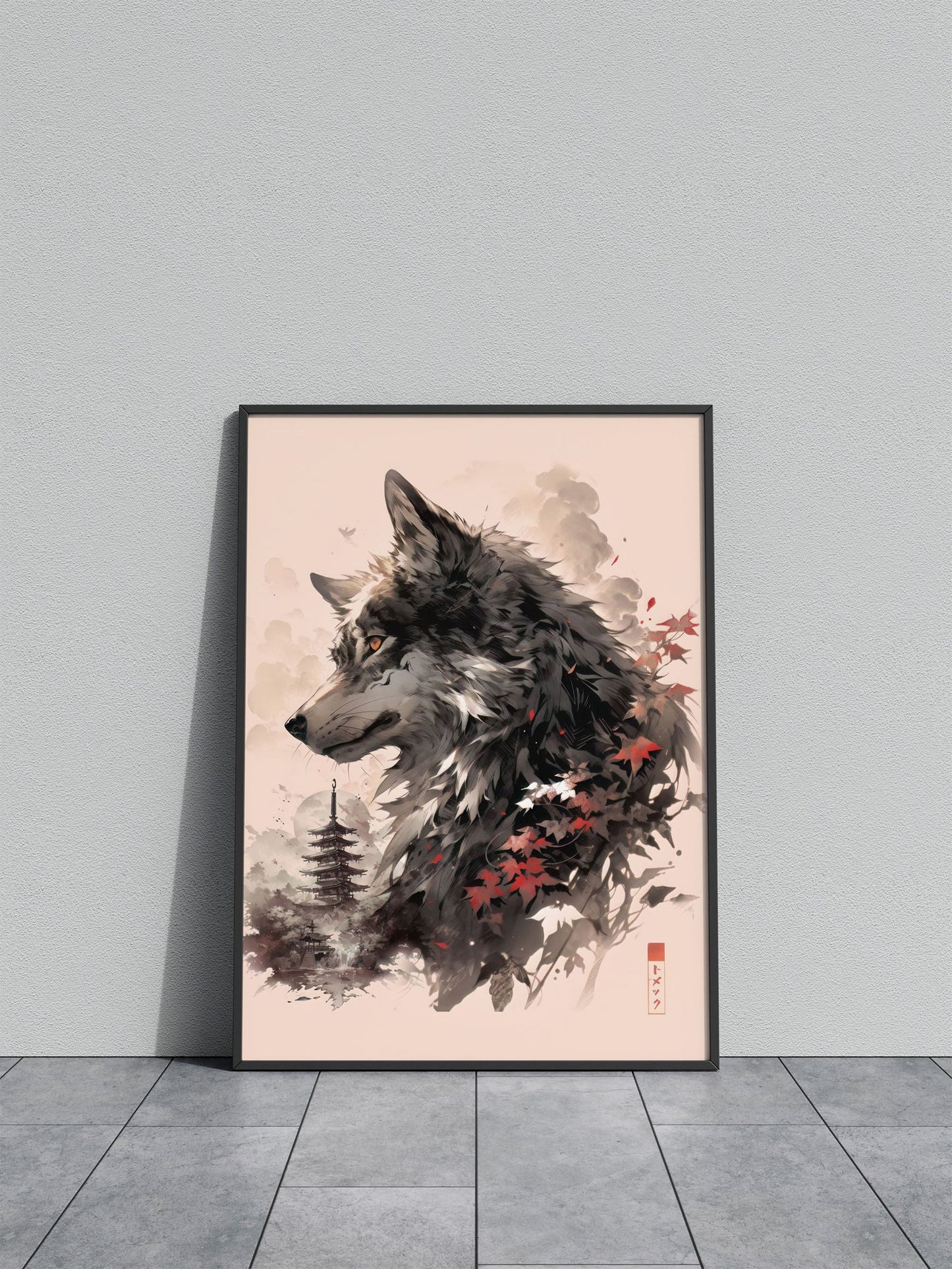 Wolf Asian Style Poster | Wall Art for Home & Office | High-Quality Print - High-Quality Visual Display
