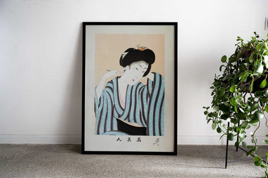 Woman Shaving her Nape Asian Style Poster | Wall Art for Home & Office | High-Quality Print - High-Quality Visual Display