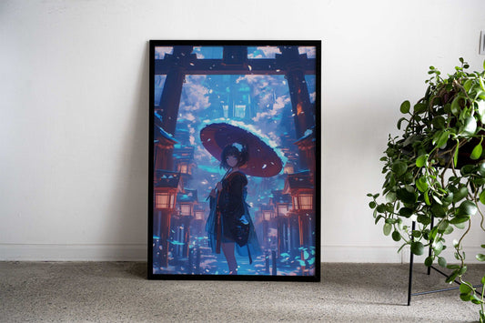 Woman at Torii Gate Asian Style Poster | Wall Art for Home & Office | High-Quality Print - High-Quality Visual Display