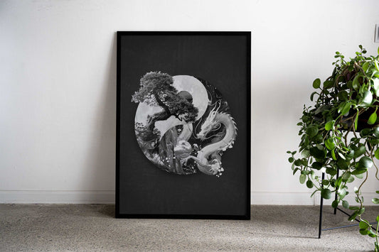 Yin Yang Bonsai Dragon Asian Style Poster | Wall Art for Home & Office | High-Quality Print - High-Quality Visual Display