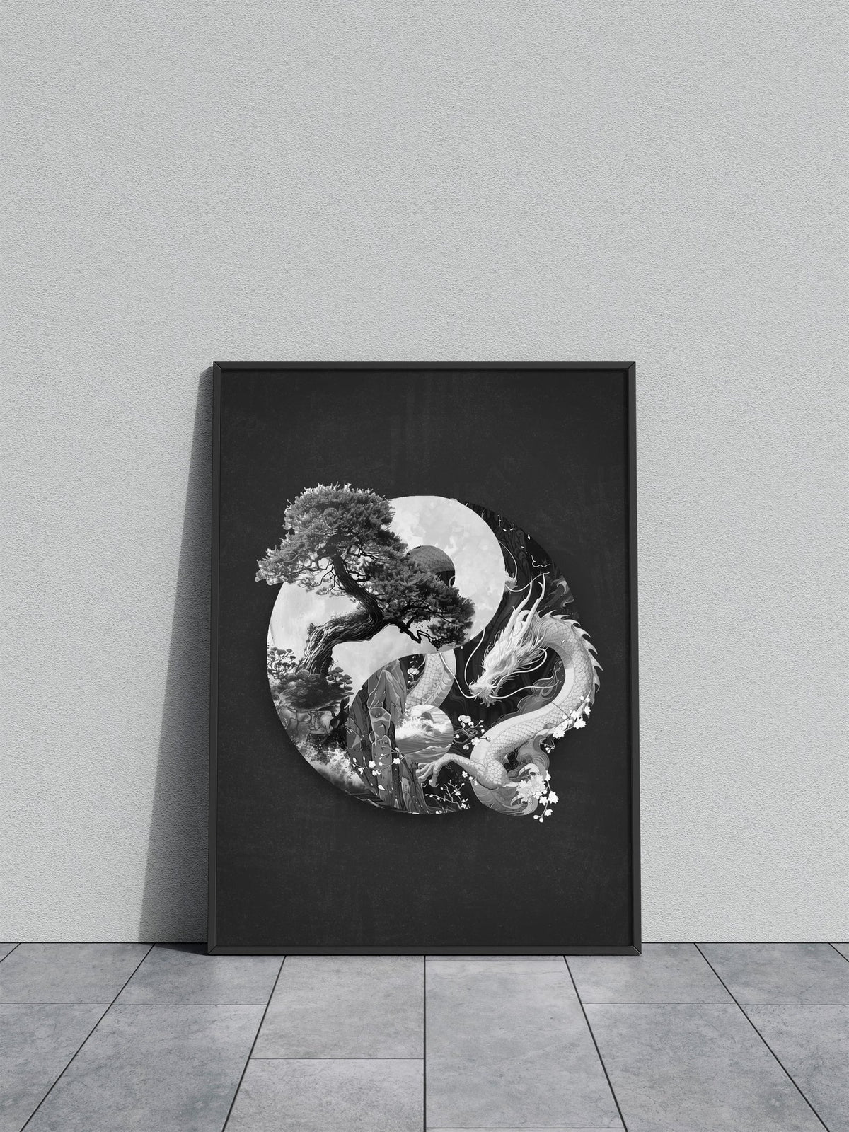 Yin Yang Bonsai Dragon Asian Style Poster | Wall Art for Home & Office | High-Quality Print - High-Quality Visual Display
