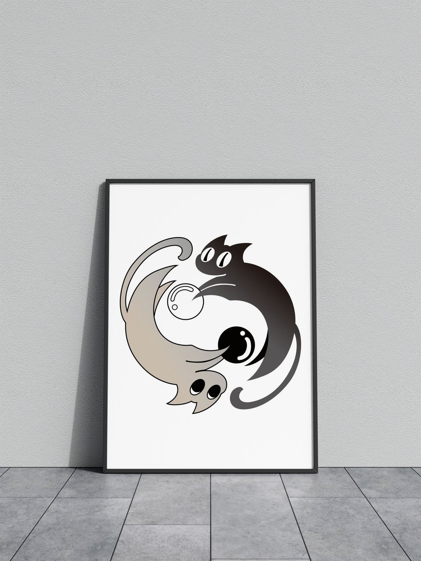 Yin Yang Cat Asian Style Poster | Wall Art for Home & Office | High-Quality Print - High-Quality Visual Display