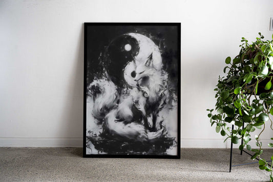 Yin Yang Fox Asian Style Poster | Wall Art for Home & Office | High-Quality Print - High-Quality Visual Display