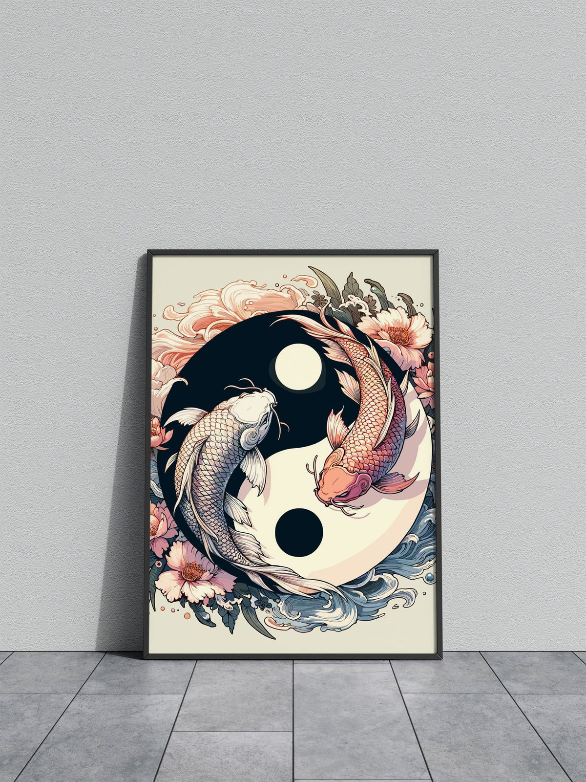 Yin Yang Koi Fish Japanese Zen Asian Style Poster | Wall Art for Home & Office | High-Quality Print - High-Quality Visual Display
