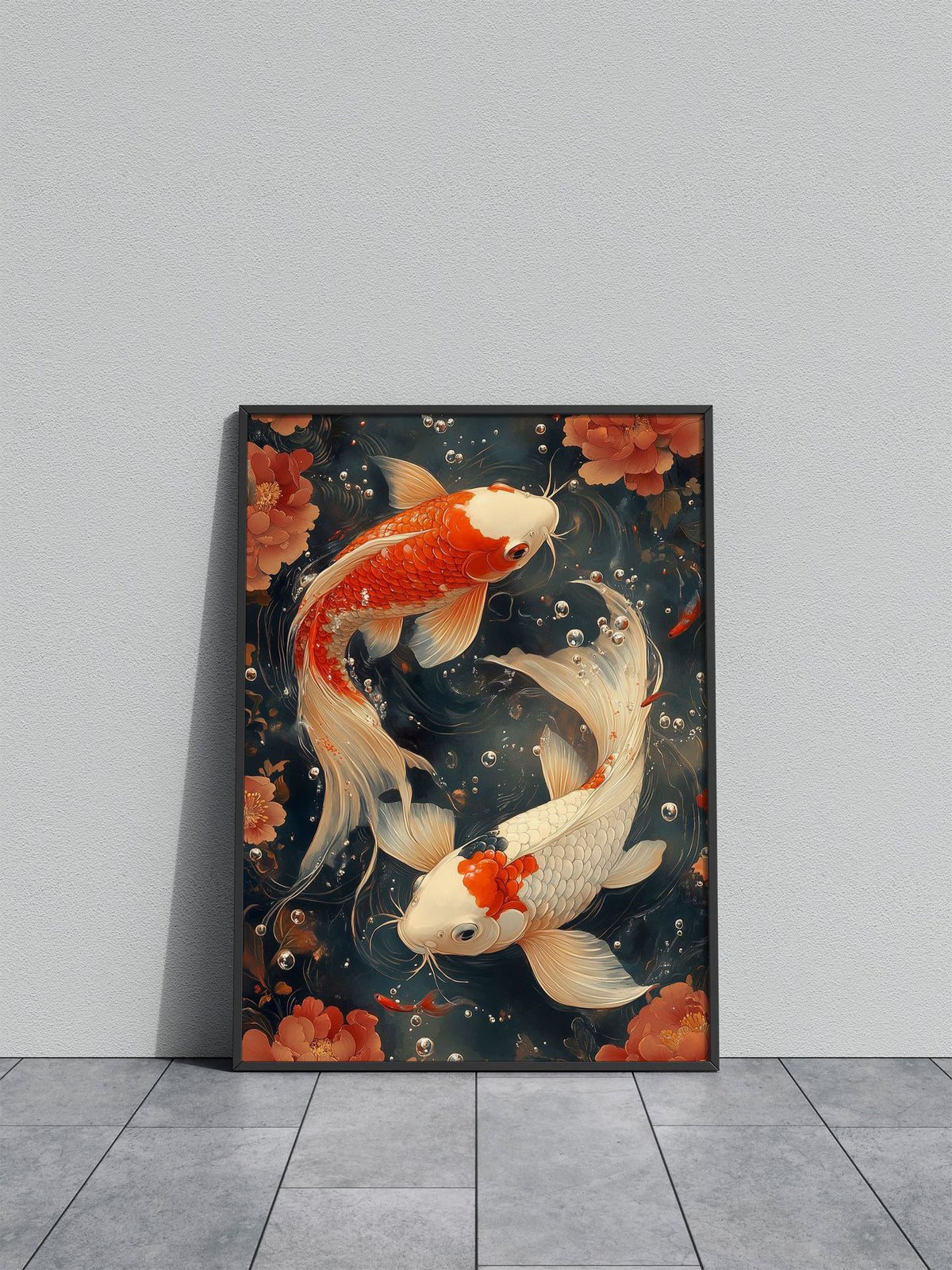 Yin Yang Koi Fish Painting Asian Style Poster | Wall Art for Home & Office | High-Quality Print - High-Quality Visual Display