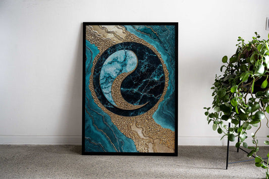 Yin Yang Marble Art Asian Style Poster | Wall Art for Home & Office | High-Quality Print - High-Quality Visual Display