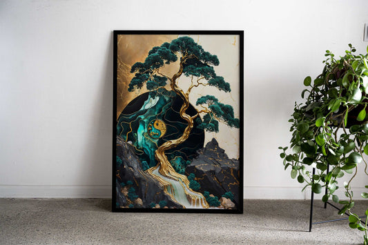 Yin and Yang Bonsai Tree Asian Style Poster | Wall Art for Home & Office | High-Quality Print - High-Quality Visual Display