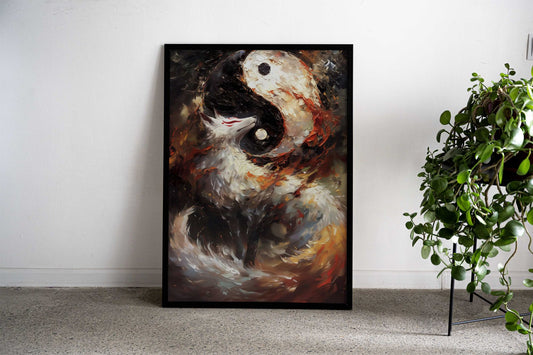 Yin and Yang Kitsune Fox Asian Style Poster | Wall Art for Home & Office | High-Quality Print - High-Quality Visual Display