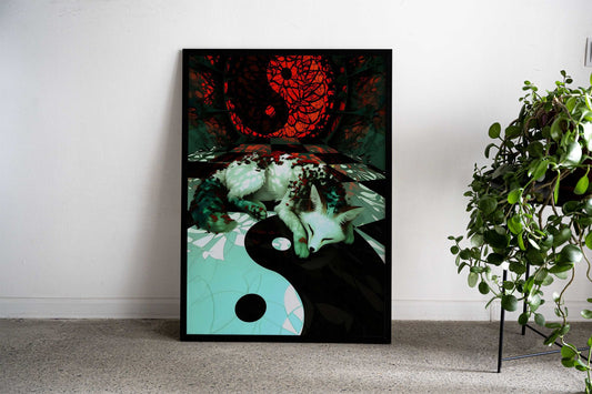Yin and Yang Kitsune Asian Style Poster | Wall Art for Home & Office | High-Quality Print - High-Quality Visual Display