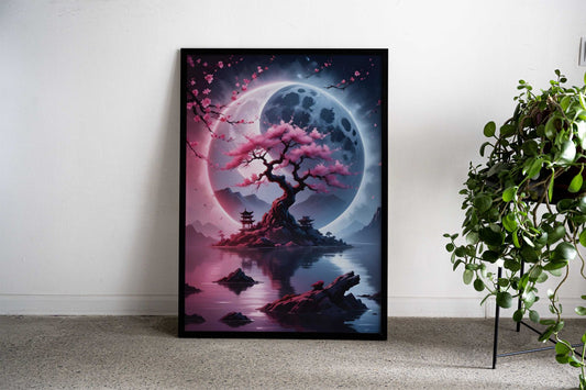 Yin and Yang Sakura Asian Style Poster | Wall Art for Home & Office | High-Quality Print - High-Quality Visual Display