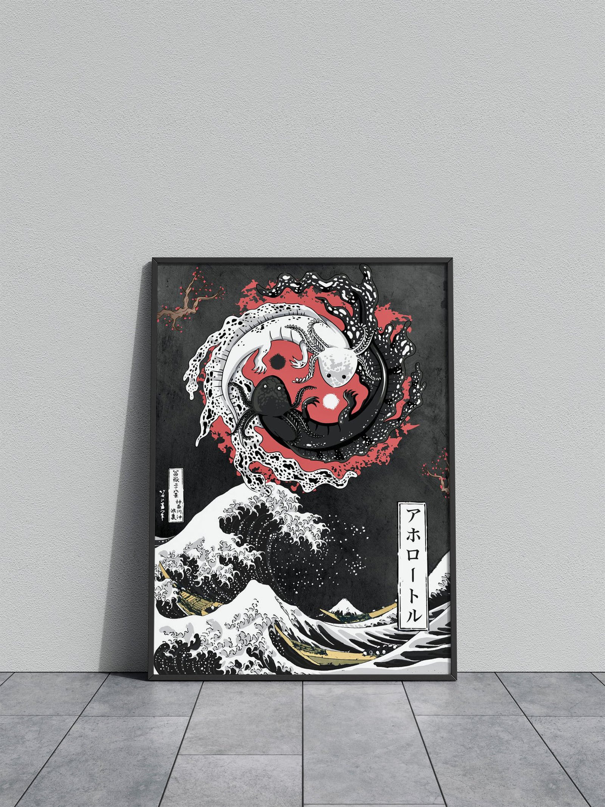 Yin yang Axolotl Kanagawa Asian Style Poster | Wall Art for Home & Office | High-Quality Print - High-Quality Visual Display
