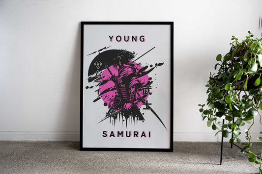 Young Samurai Pink Asian Style Poster | Wall A rt for Home & Office | High-Quality Print - High-Quality Visual Display