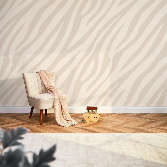 Cream and Truffle Zebra Print Wall Mural
